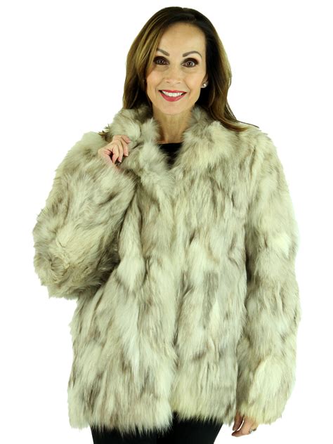 sectioned cross fox fur jacket women s fur jacket small estate furs