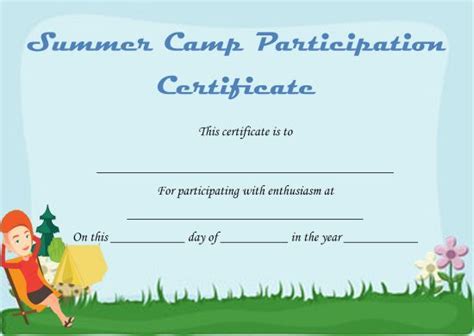 summer camp certificate templates  templates