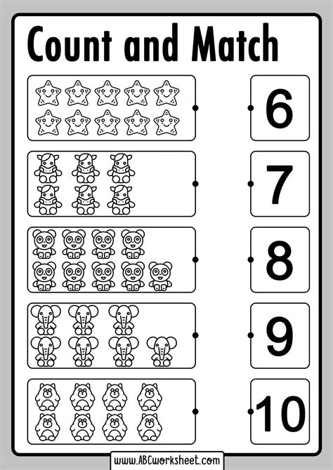 count  match numbers worksheets ce