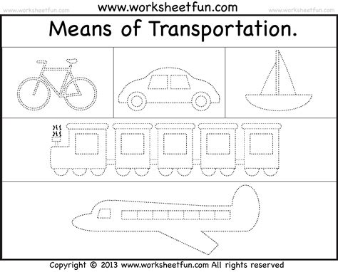 means  transportation color worksheets  preschool shape tracing