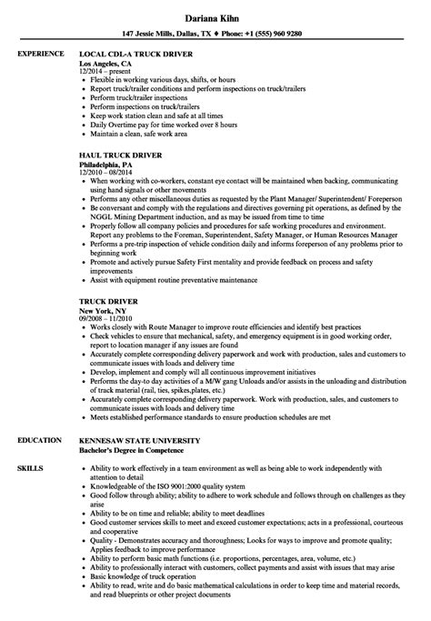 cdl class  truck driver resume sample resume template