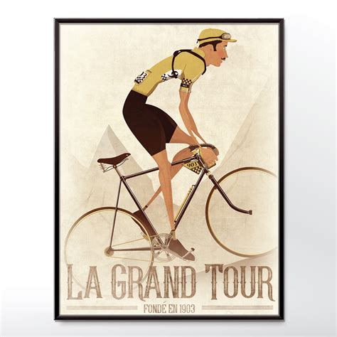 de france vintage style art print bicycle poster wyattcom