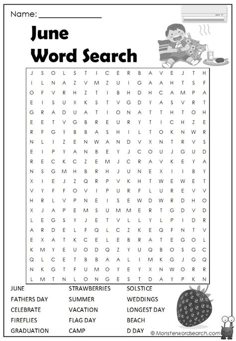 june word search monster word search