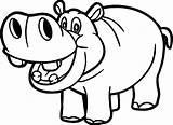 Hippo Coloring Printable Pages Funny Smiling Drawing Kids Outline Description sketch template