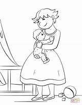 Coloring Child Hugging Mother Her Pages Family Drawing sketch template