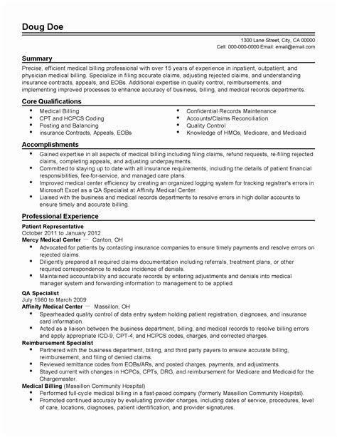 medical coding resume  beautiful professional medical billing