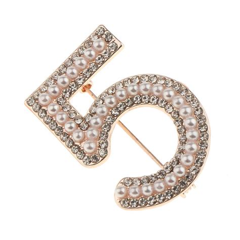 Popular Fashion Pearl Crystal Rhinestone Pin Brooch Lapel Pin Number 5