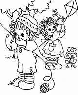Raggedy Coloring Ann Andy Pages Kite Playing Book Colouring Kids Doll Netart Adult Embroidery Para Antique Patterns Pattern Template sketch template