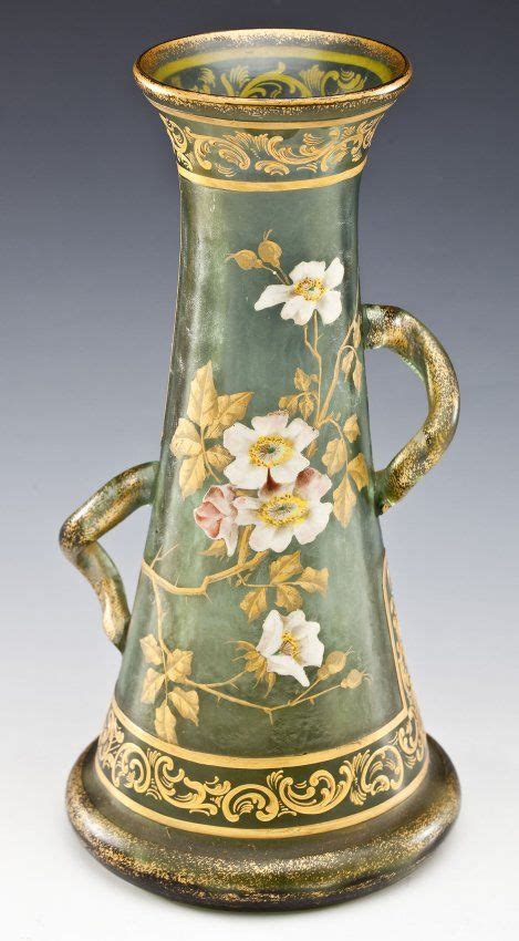 Moser Gilt And Enameled Green Art Glass Vase Lot 943 Art