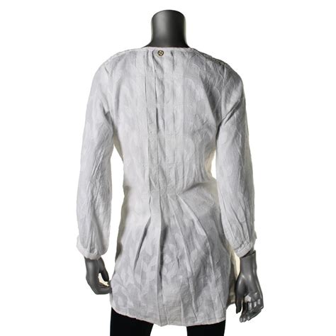 Vix Paula Hermanny 8428 Womens White Cotton Pleated Tunic Top Shirt S Bhfo