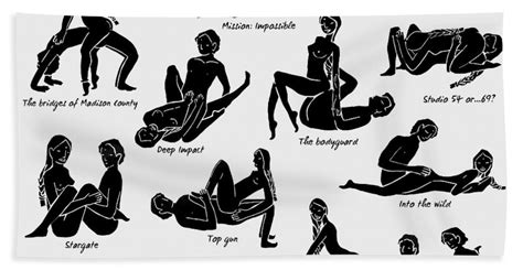 Kama Sutra Illustrated Poses Named With Films Bath Towel