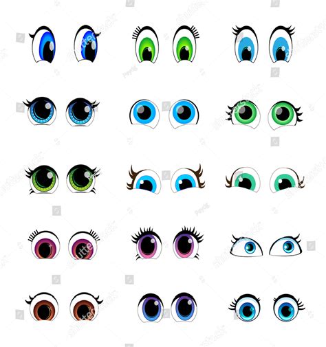 royalty vector stock set  cartoon characters   eyes vector