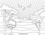 Sonnenaufgang Malvorlage Ausmalbild Landschaft Landschaften Ausmalen Großformat Grafik öffnen sketch template