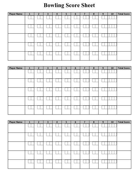 printable bowling score sheet templates examples