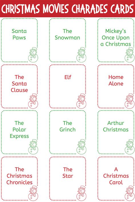 charades cards printable