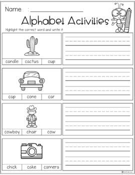 alphabet activities printables   kiddie class tpt