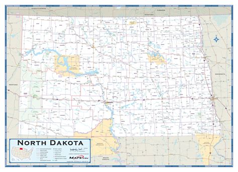 north dakota county highway wall map  mapscom mapsales