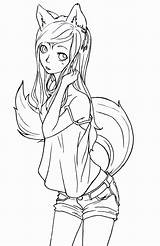 Coloring Anime Pages Cat Fox Cute Chibi sketch template