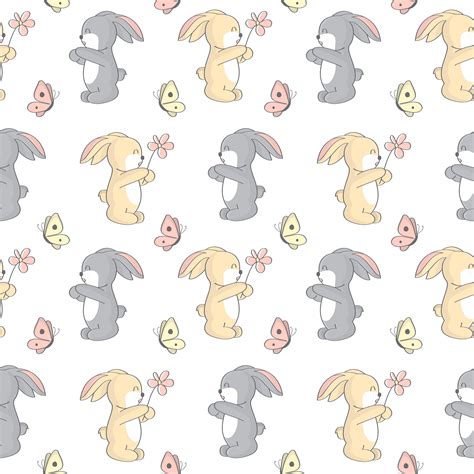 cute bunny seamless pattern  vector art  vecteezy