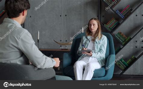 Positive Psychoanalyst Woman Conversation With Female Patient In Office