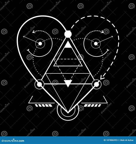 sacred geometry heart stock vector illustration  detail