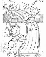 Coloring Pages Playing Playground Children Kids Library Clipart sketch template