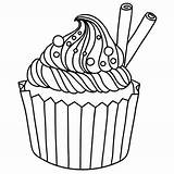 Cupcake Muffin Coloring Pages Cupcakes Coloriage Ice Cream Cute Disegno Food Drawing Printable Color Print Books Para Dibujos Vector Sucré sketch template
