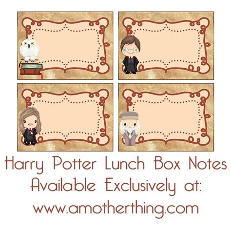 printable harry potter lunch box notes harry potter candy harry