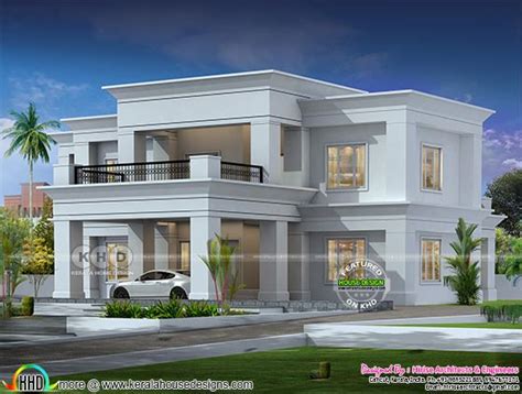 colonial type flat roof house architecture kerala home design