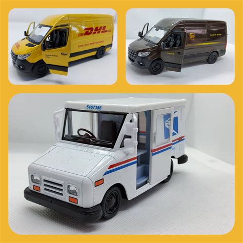 usps postal vehicle mail truck toy ups truck van dhl truck van scale