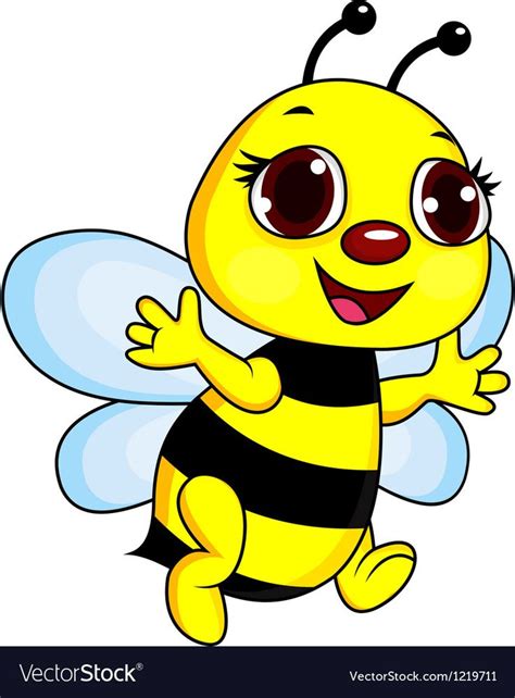 Cute Funny Bee Cartoon Vector Image On Vectorstock Bee Pictures Art