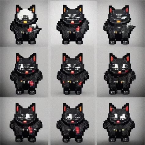 ai art generator pixel art dark cat sprite front  side jumping falling sheet