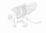 Winged Lion Lineart Borah Deviantart sketch template