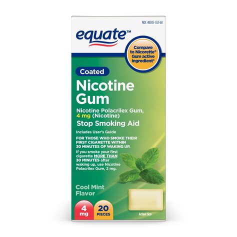 equate nicotine gum stop smoking aid cool mint flavor  mg  ct