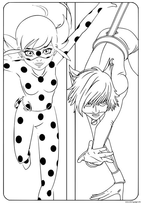 pictures  ladybug  cat noir coloring page printable