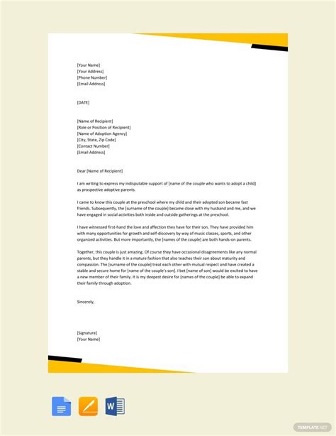 writing  adoption recommendation letter cover letters samples