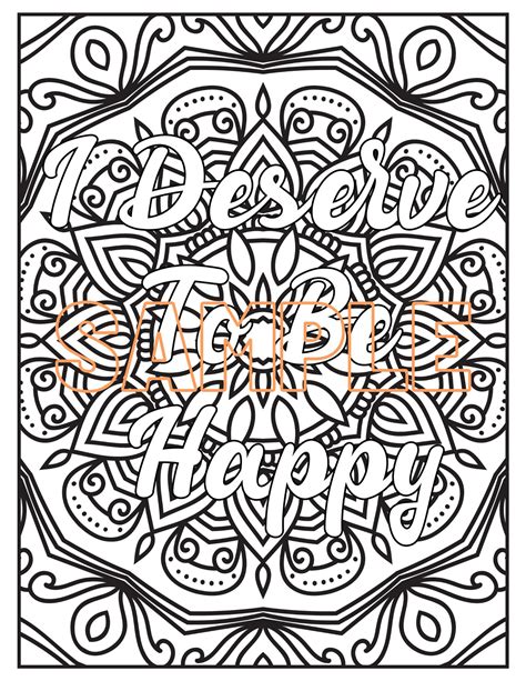 mandala coloring pages  inspirational quotes floral etsy uk