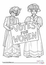Colouring Suffragettes sketch template