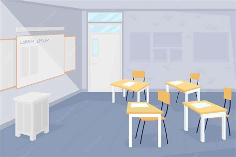 premium vector empty classroom flat color vector illustration