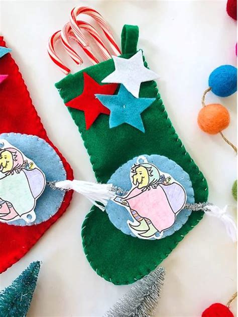 diy la befana christmas stocking craft story kit  kids etsy