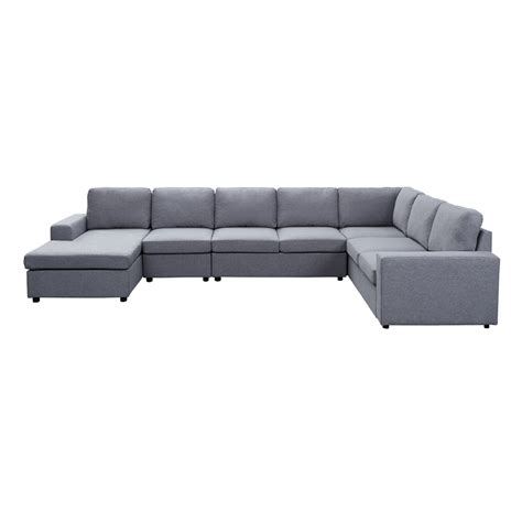 tifton fabric  piece reversible modular sectional sofa chaise light gray cymax business