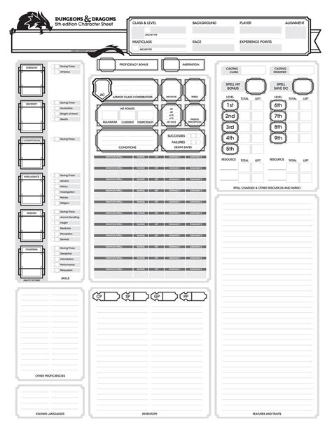 printable  character sheets customize  print