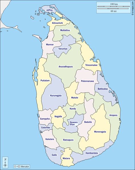 District Sri Lanka Map Sinhala