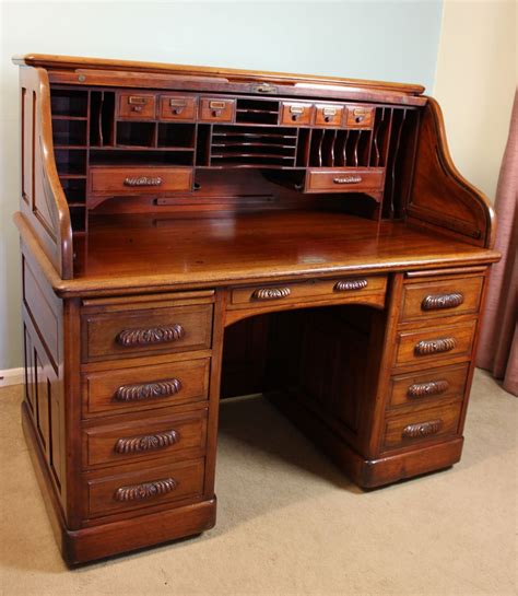 antique mahogany roll top desk office writing desk