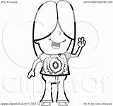 Hippie Girl Character Clipart Cartoon Coloring Caucasian Thoman Cory Outlined Vector sketch template