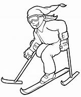 Coloring Skiing Disabled Downhill sketch template
