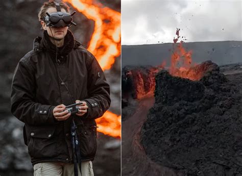 dji fpv drone  struck  lava   erupting volcano techeblog