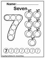 Kindergarten Apples Learning Seven Tracing Counting Practice Crafts Daubers sketch template
