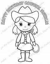 Cowgirl Coloring Pages Printable Pigtails Girl Personalized Drawing Colouring Party Birthday Childrens Western Book Favor Pigtail Getdrawings Getcolorings Favorites Add sketch template