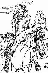 Pages Barbie Horse Riding Princess Coloring Color sketch template